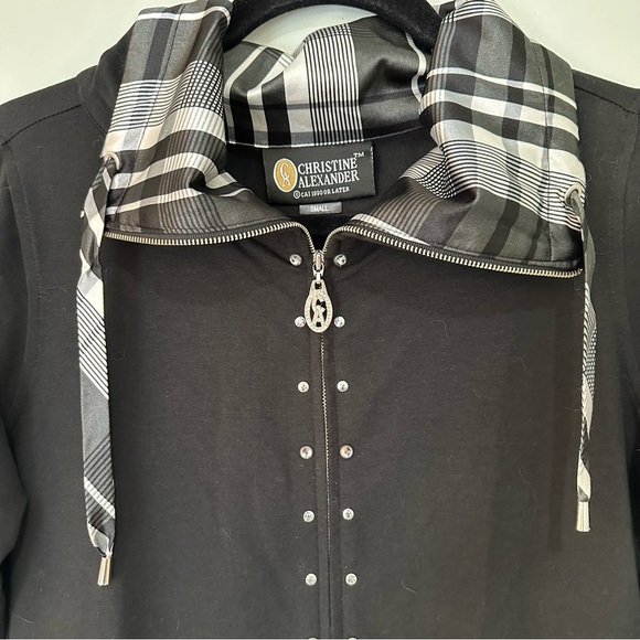 NWT Christine Alexander Black and Gray Plaid Cotton Blend Jacket Size Small - Picture 3 of 11